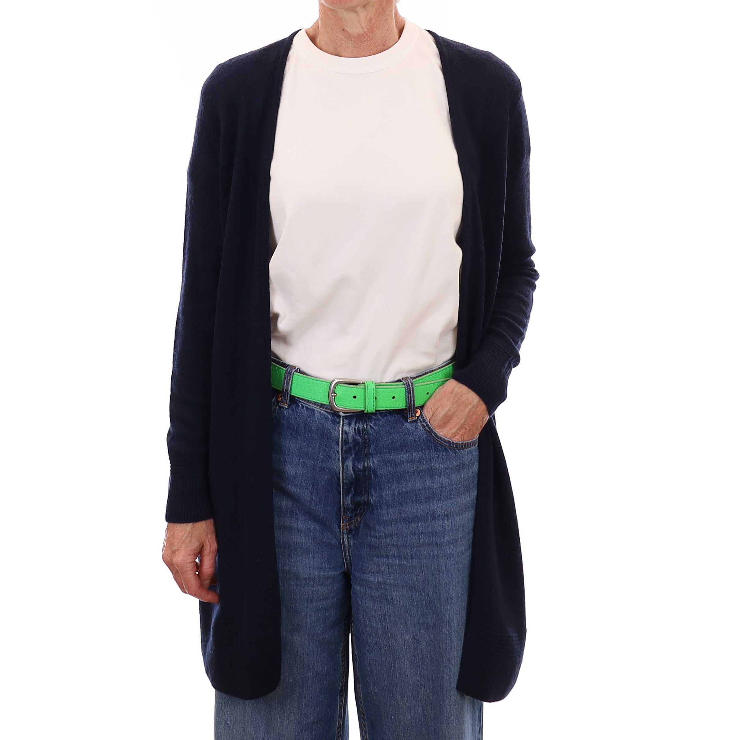 Navy Blue Cashmere Edge to Edge Cardigan Small