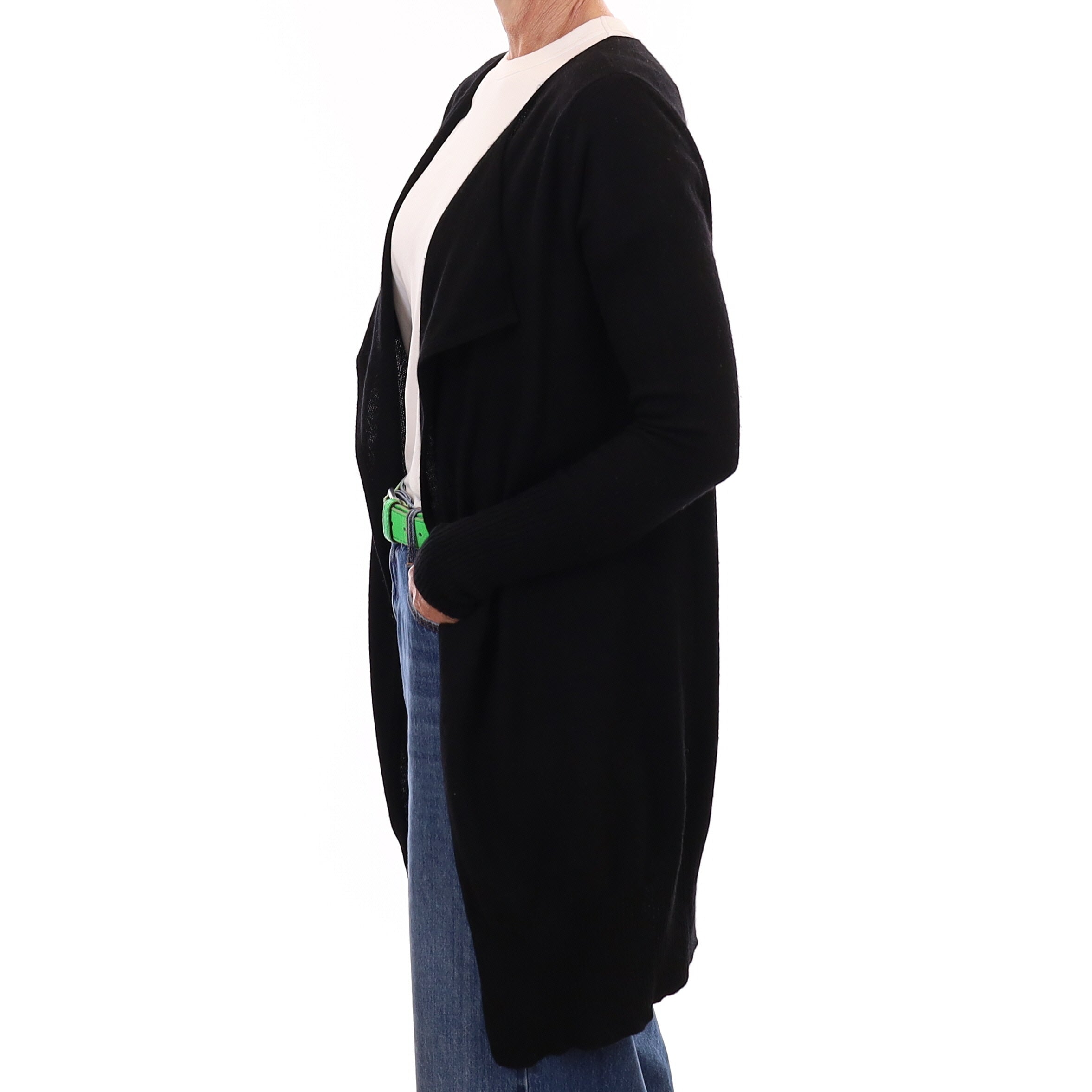 Black Cashmere Edge to Edge Cardigan Small