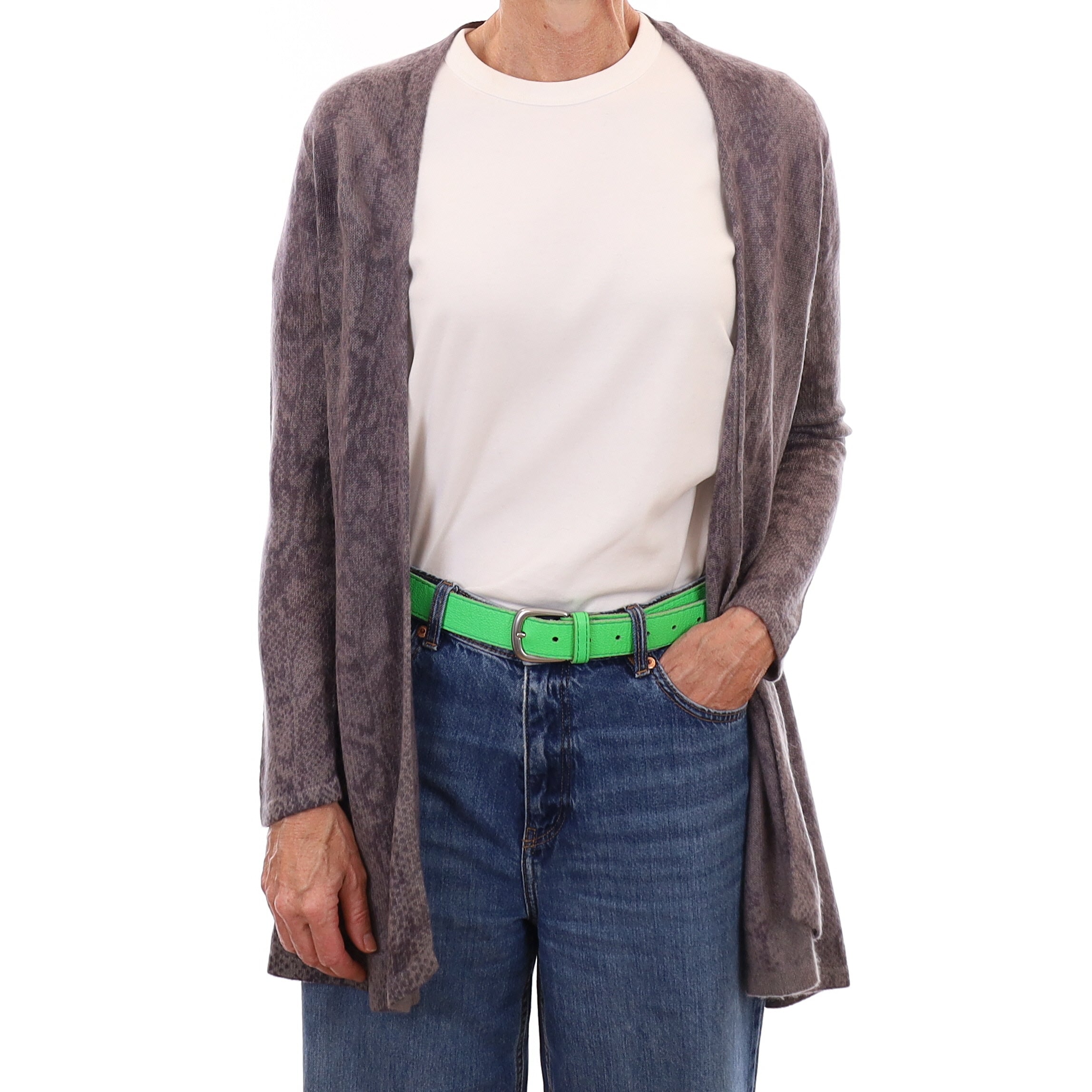 Grey Snake Print Lightweight Cashmere Edge to Edge Cardigan Small