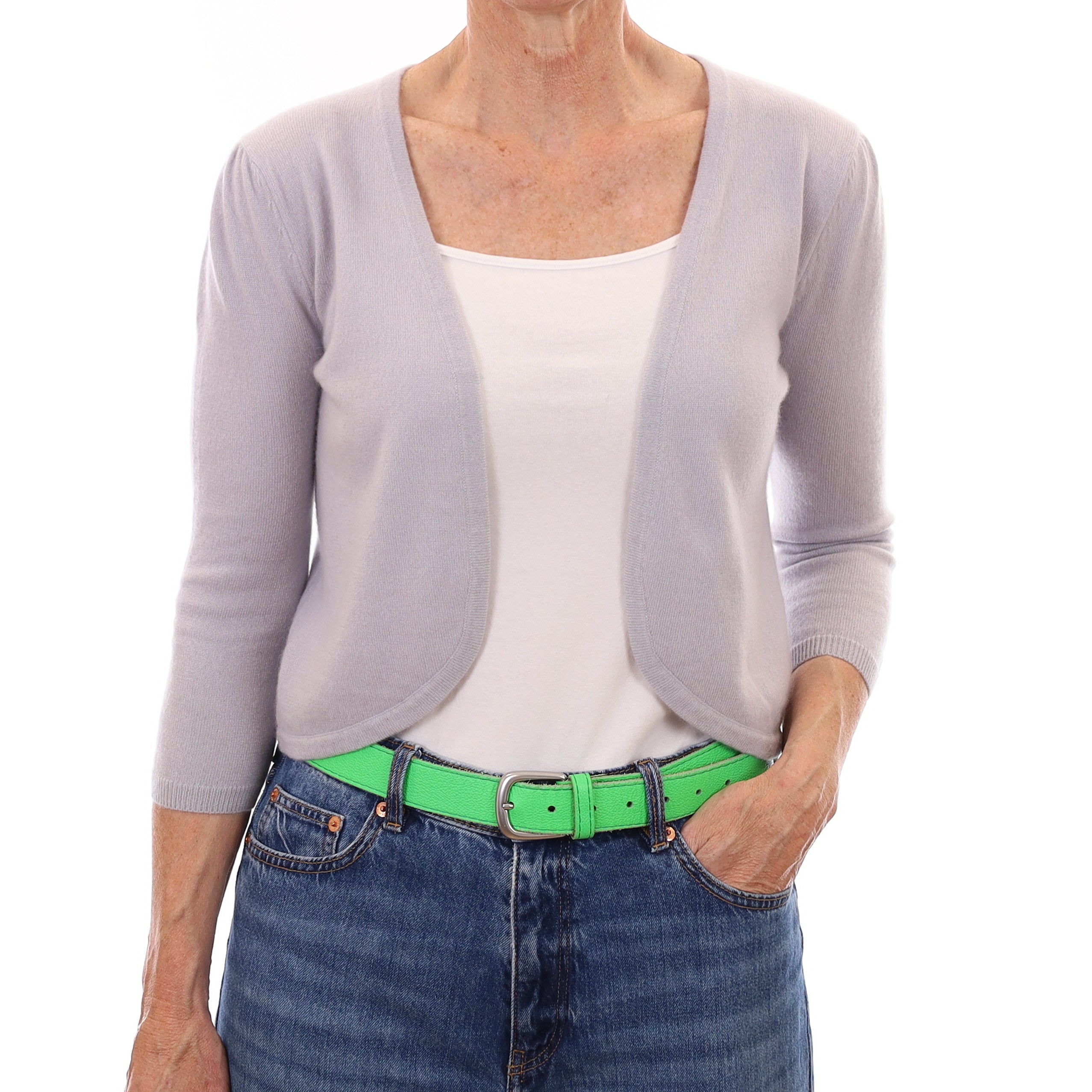 Dove Grey Cashmere Bolero Cardigan Small
