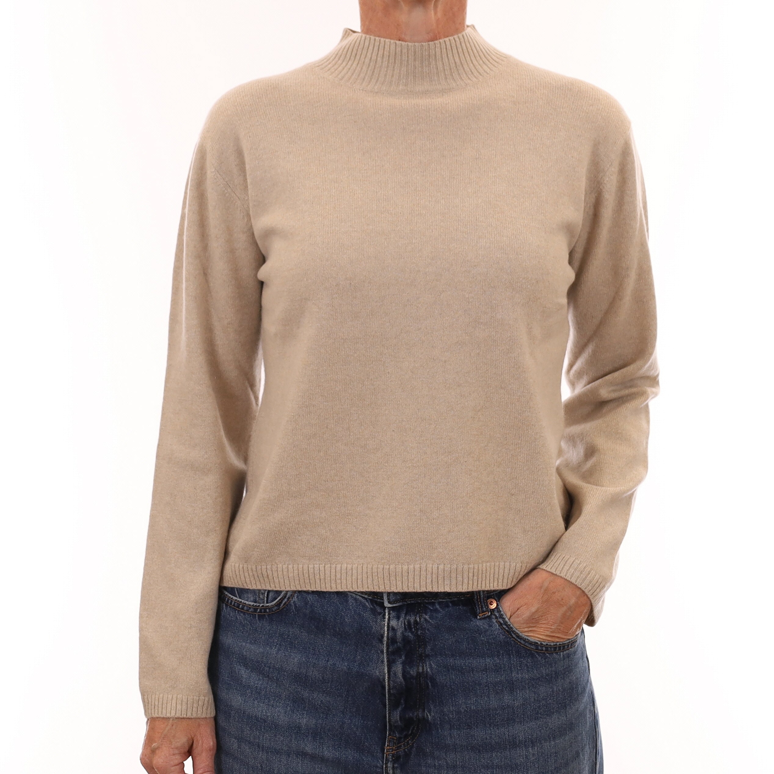 Fawn Cashmere Turtleneck Jumper Small