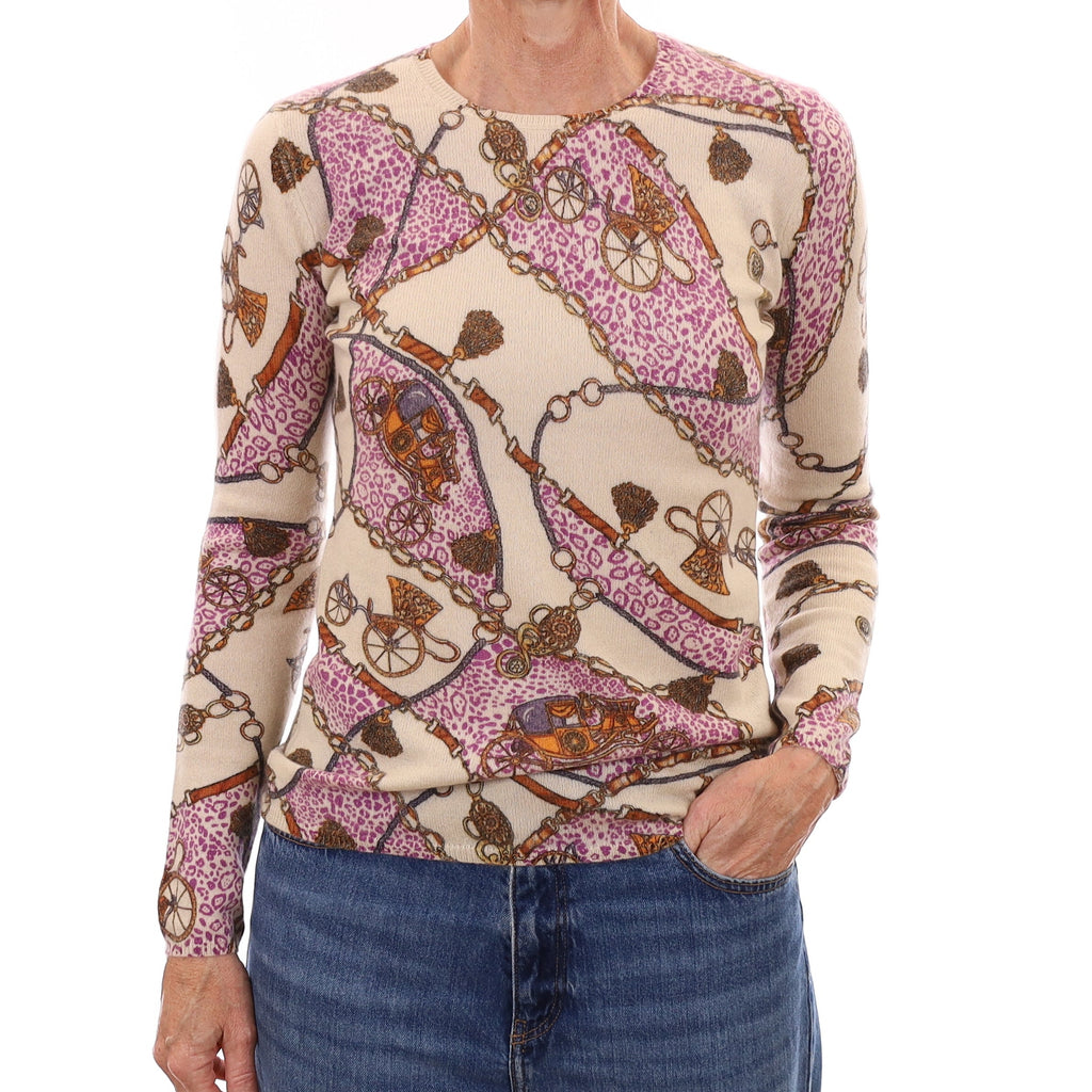 Ivory Carriage Design Cashmere Crew Neck Jumper Small