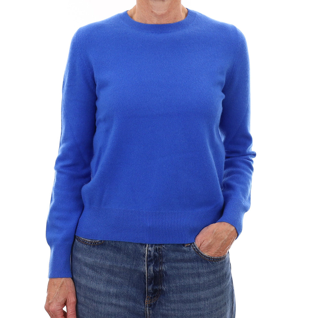 Cobalt Blue Cashmere Crew Neck Jumper Small