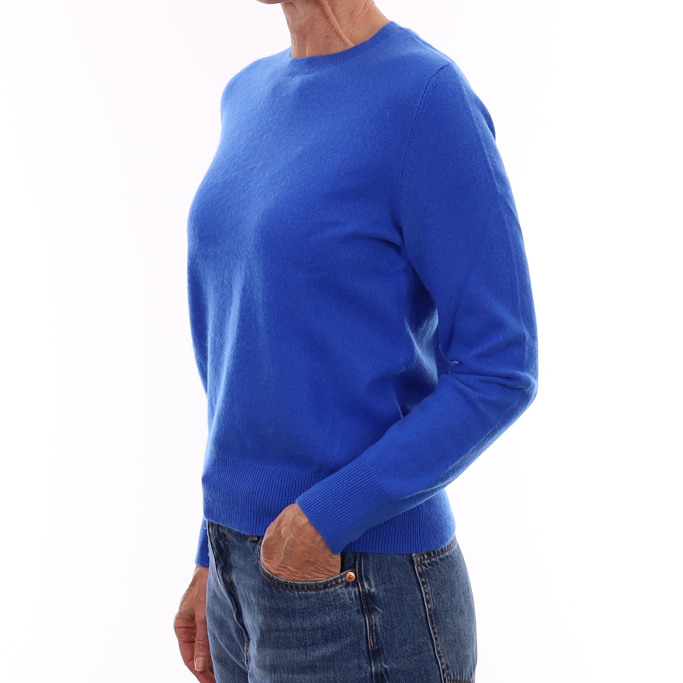 Cobalt Blue Cashmere Crew Neck Jumper Small