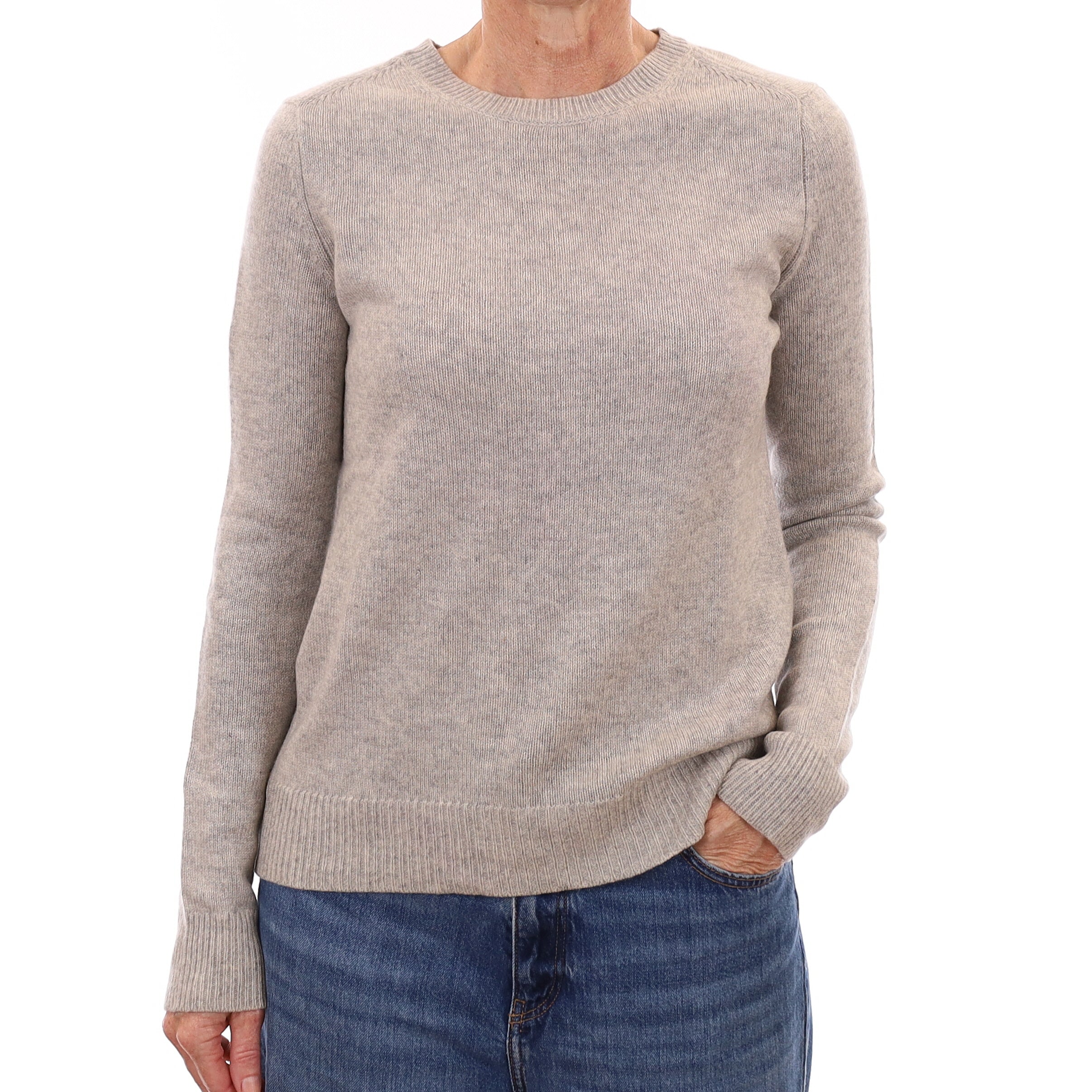 Mist Grey Cashmere Crew Neck Jumper Small
