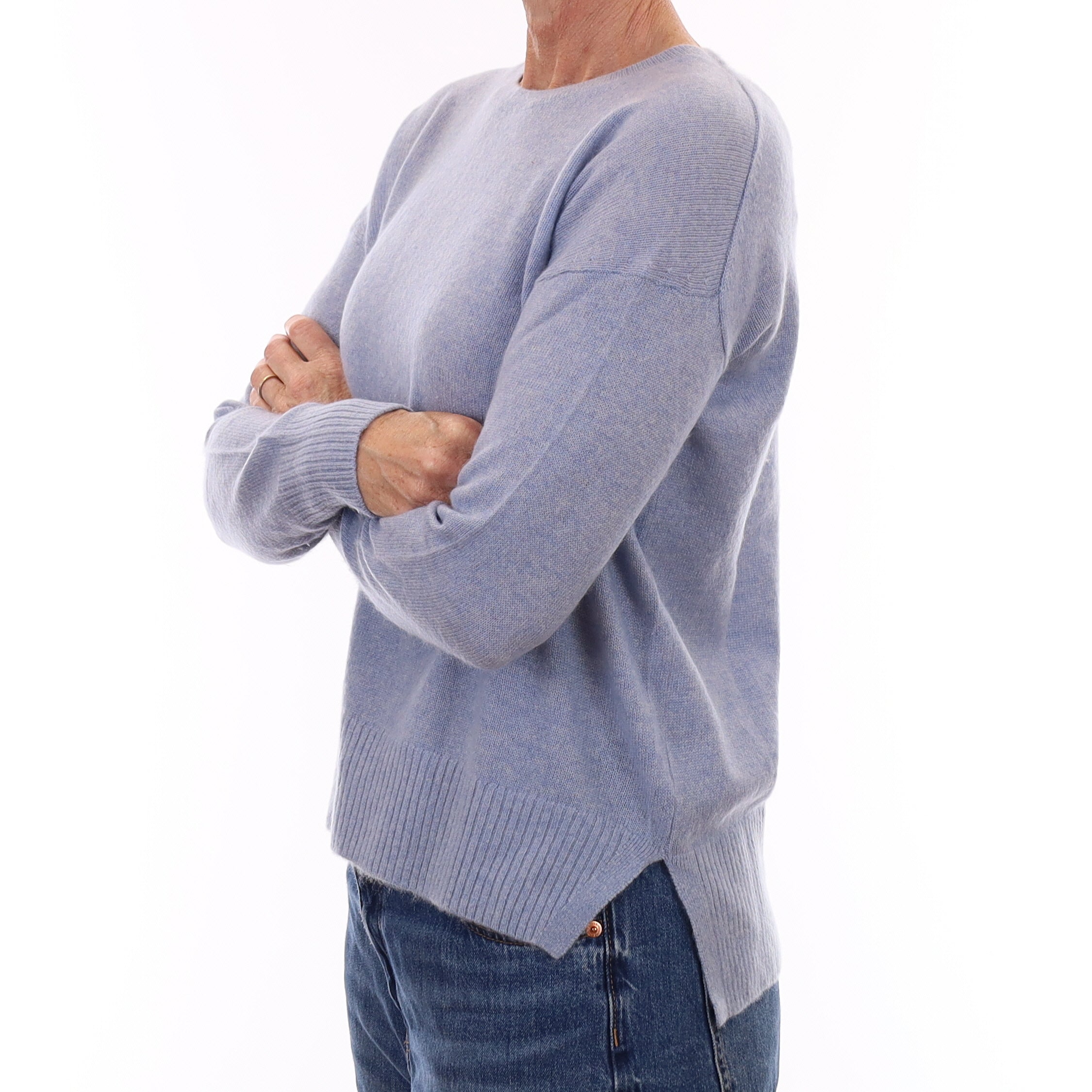 The White Company Pale Blue Cashmere Crew Neck Jumper Small