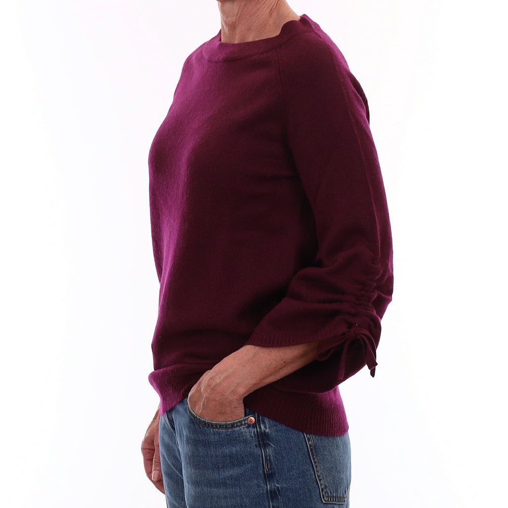 Mulberry Purple Cashmere Flared Sleeve Crew Neck Jumper Small