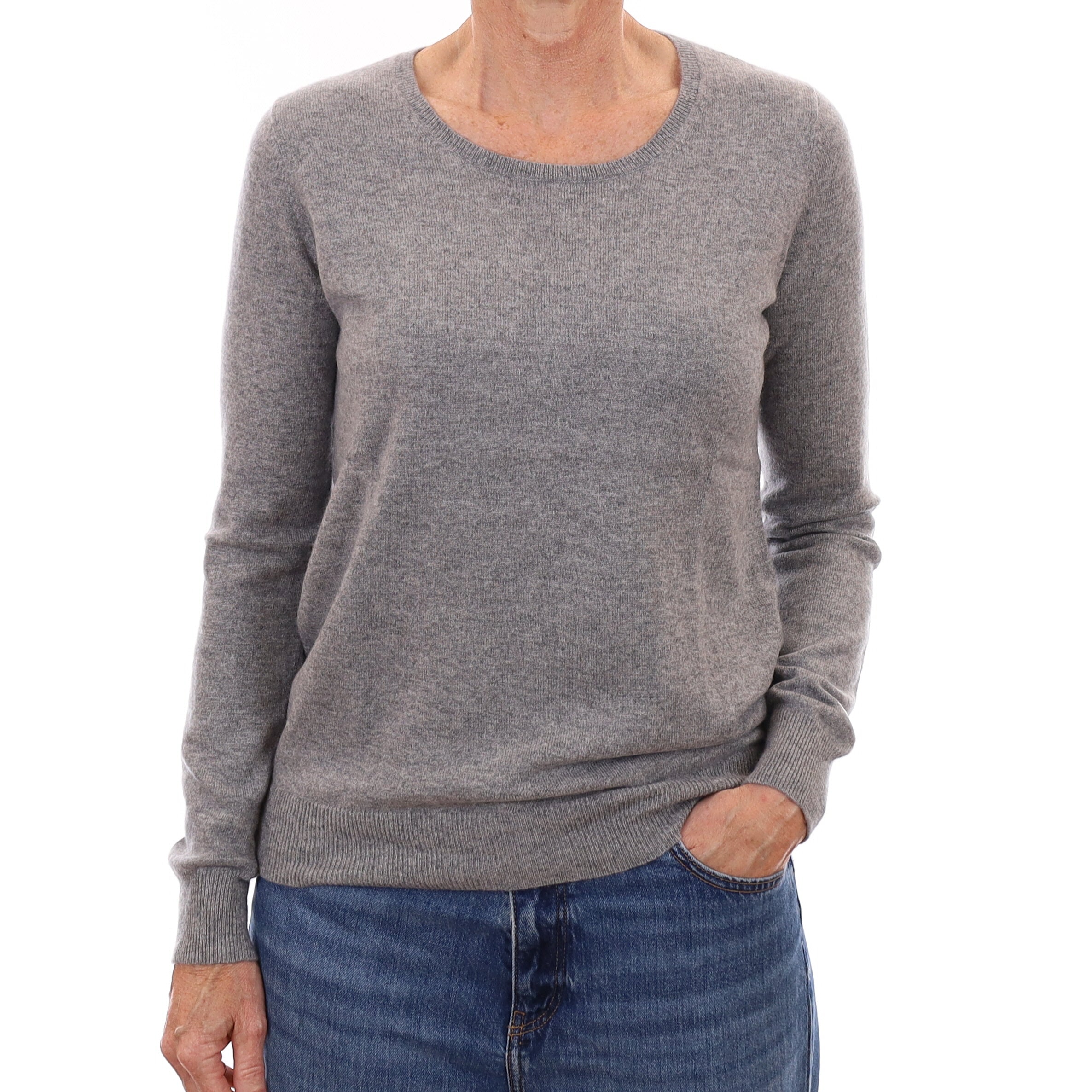 N Peal Ash Grey Cashmere Crew Neck Jumper Small