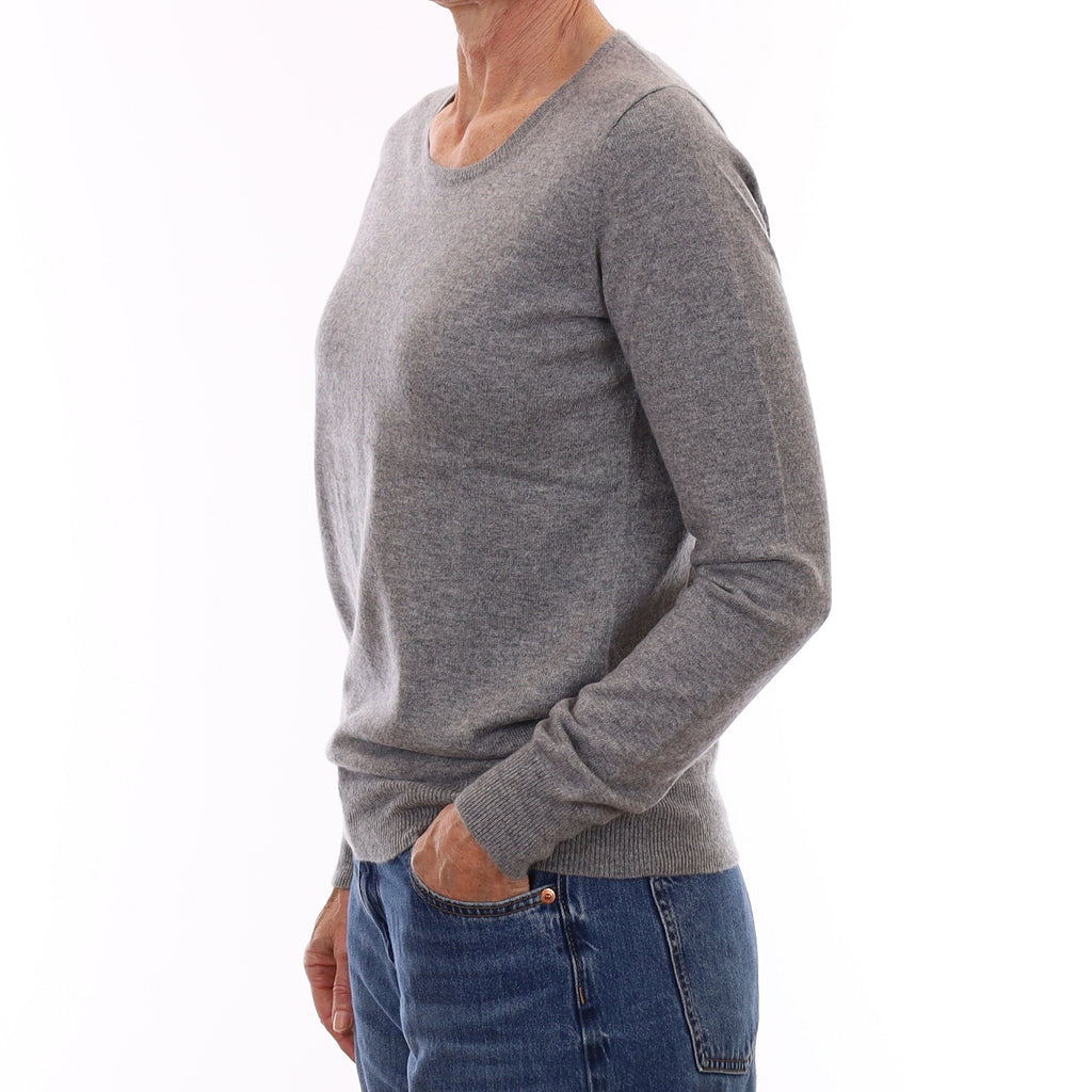 N Peal Ash Grey Cashmere Crew Neck Jumper Small