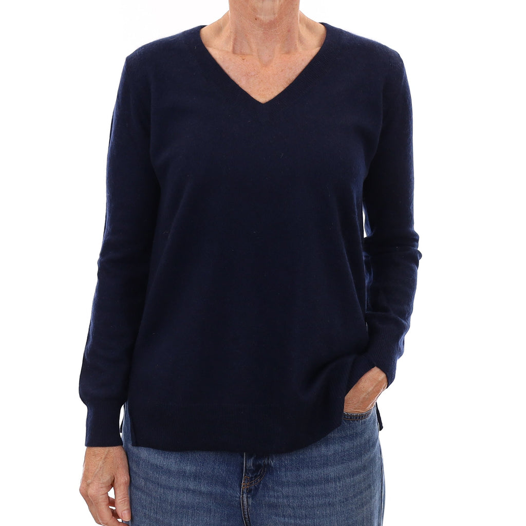 Jigsaw Navy Cashmere V Neck Jumper Small