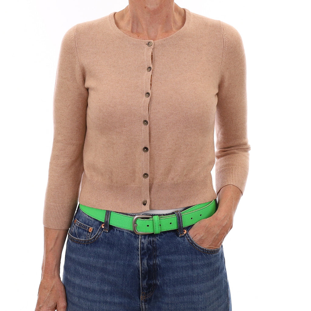 Nude Pink Cashmere Cropped Crew Neck Cardigan Small