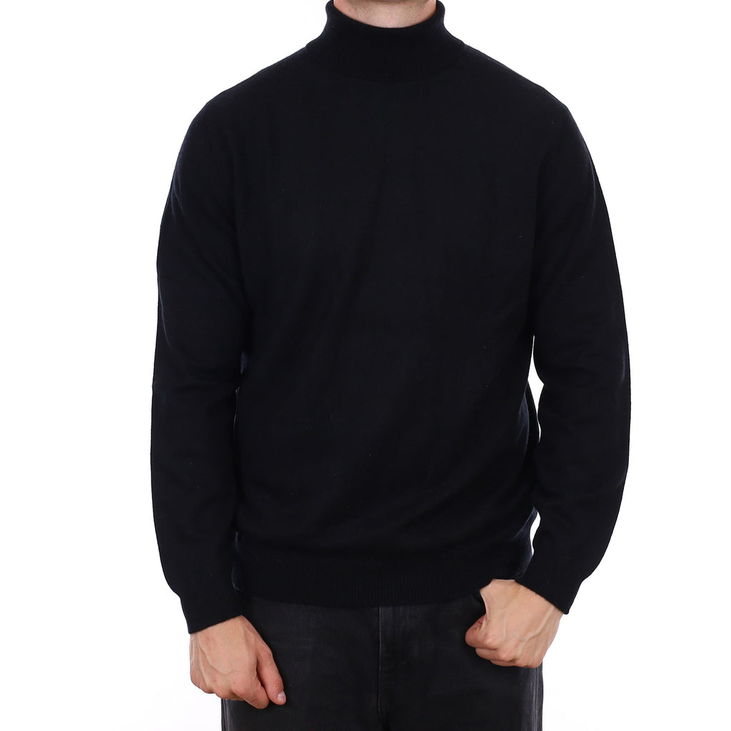 Men's Black Cashmere Polo Neck Jumper XL