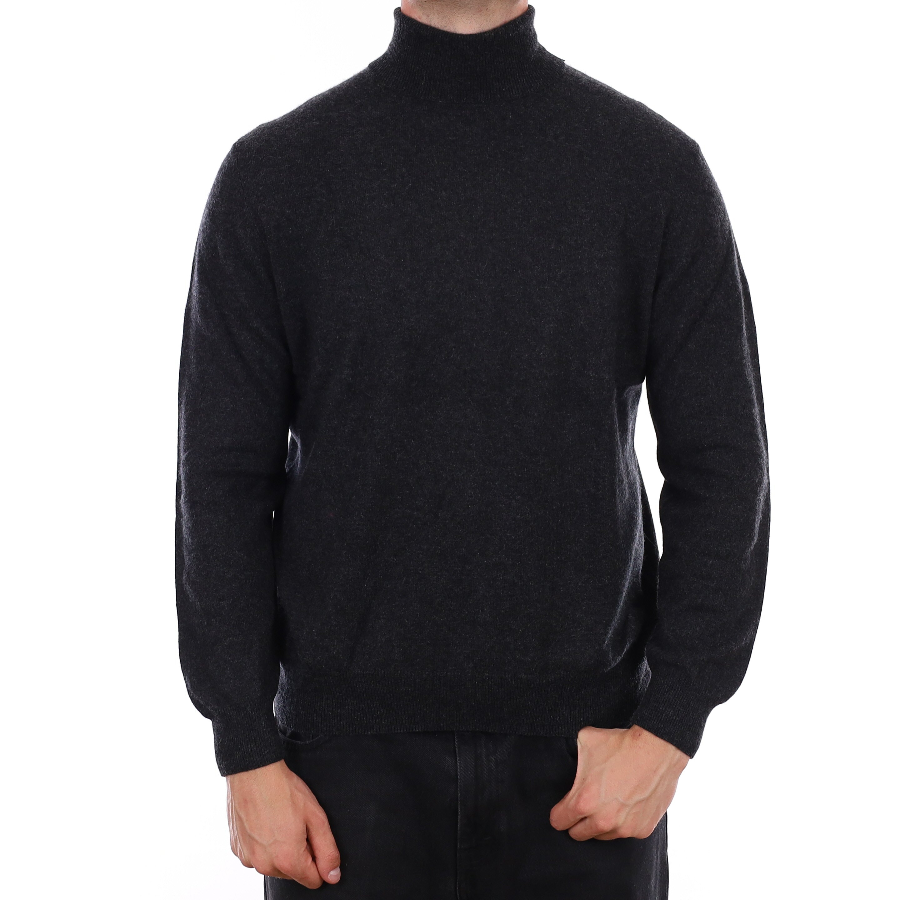 Men's Graphite Grey Cashmere Polo Neck Jumper XL