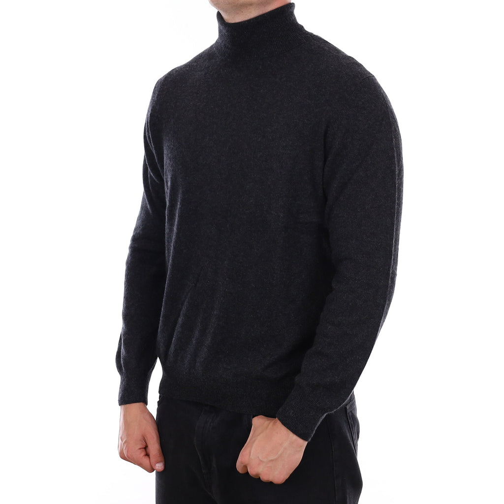 Men's Graphite Grey Cashmere Polo Neck Jumper XL