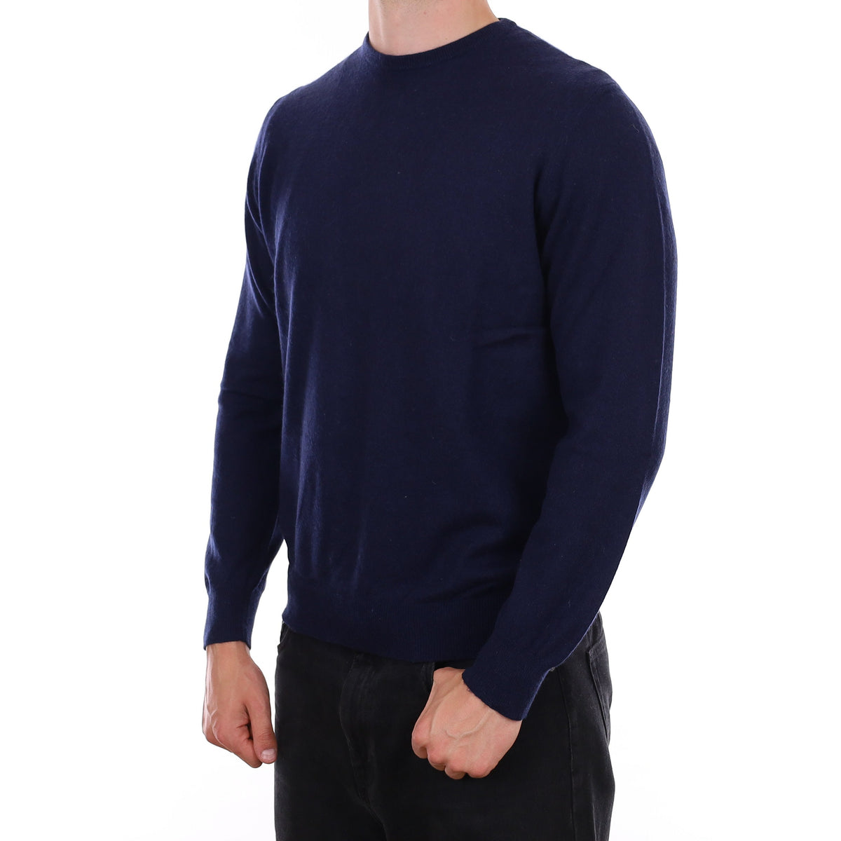 Men's Navy Blue Cashmere Crew Neck Jumper XL