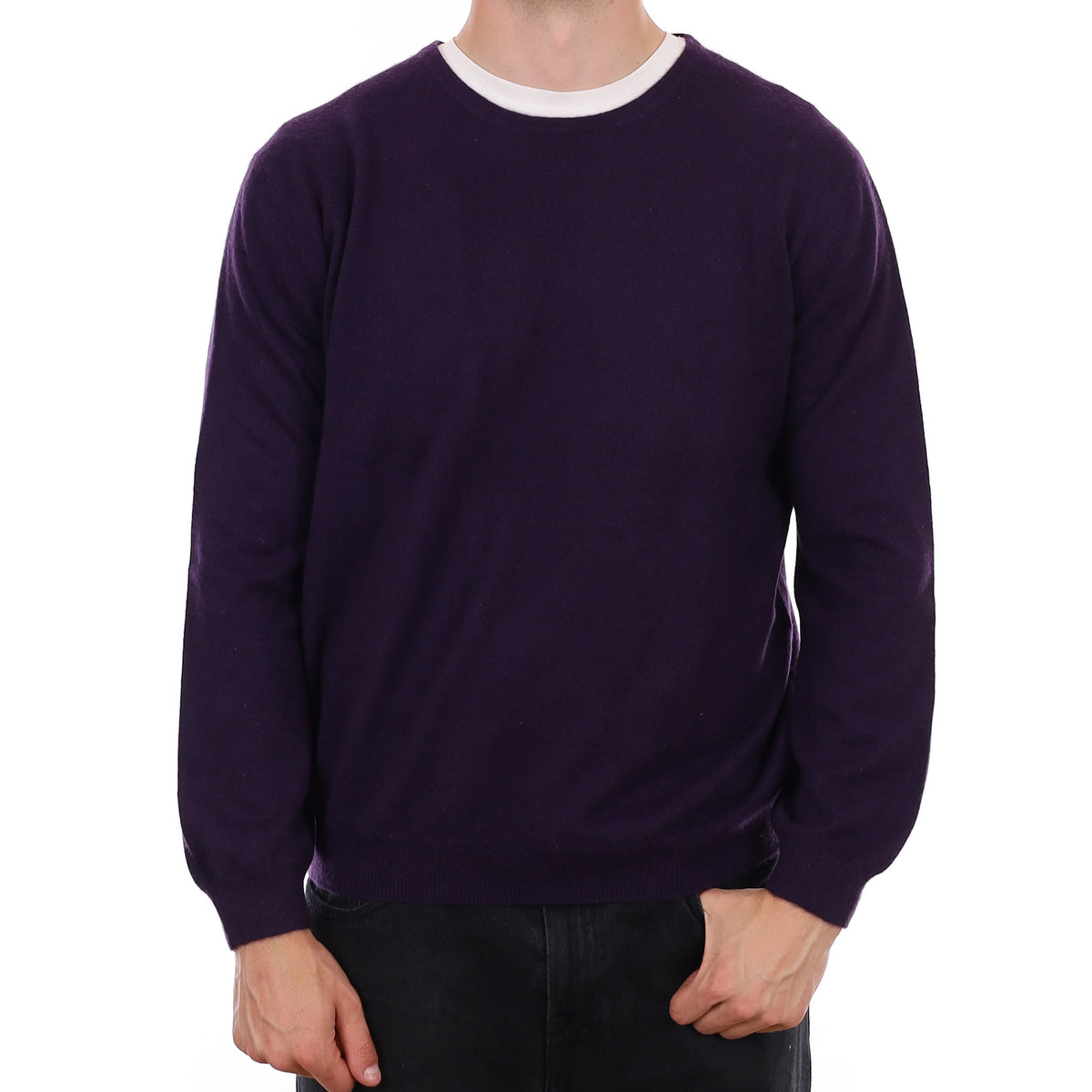 Men's Blueberry Purple Cashmere Crew Neck Jumper XL