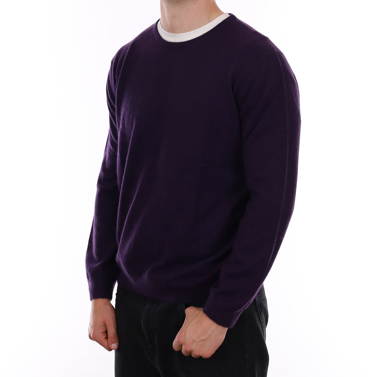 Men's Blueberry Purple Cashmere Crew Neck Jumper XL