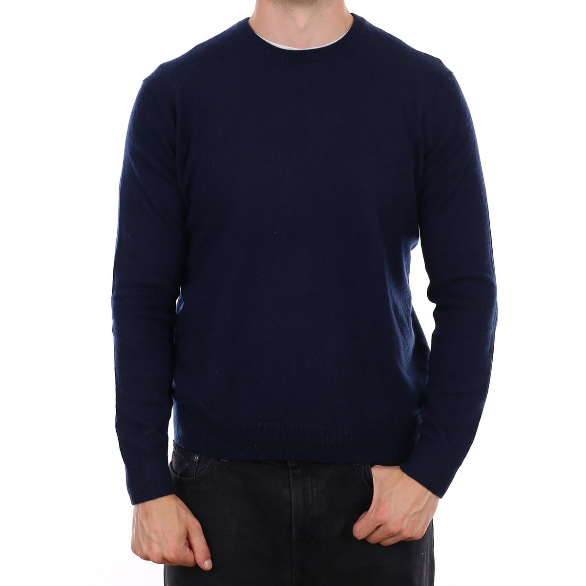 Men's Navy Blue Cashmere Crew Neck Jumper XL