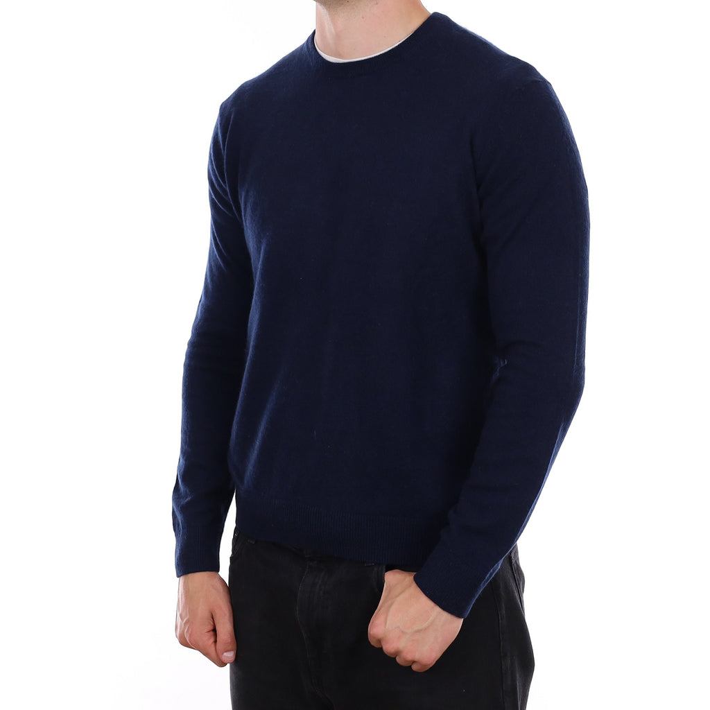 Men's Navy Blue Cashmere Crew Neck Jumper XL