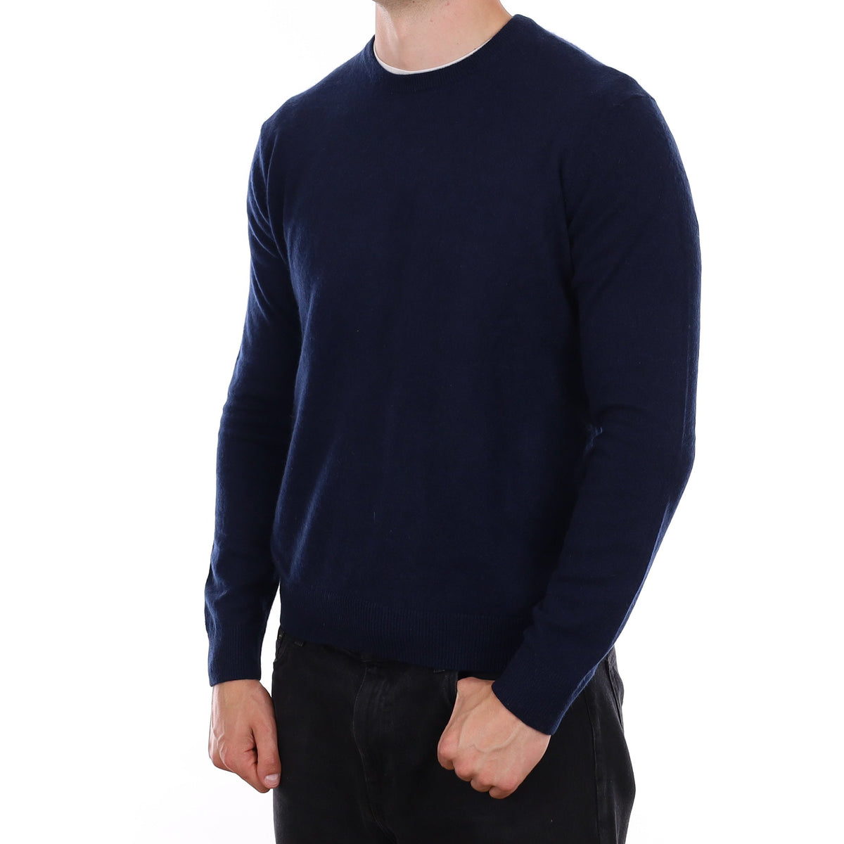 Men's Navy Blue Cashmere Crew Neck Jumper XL