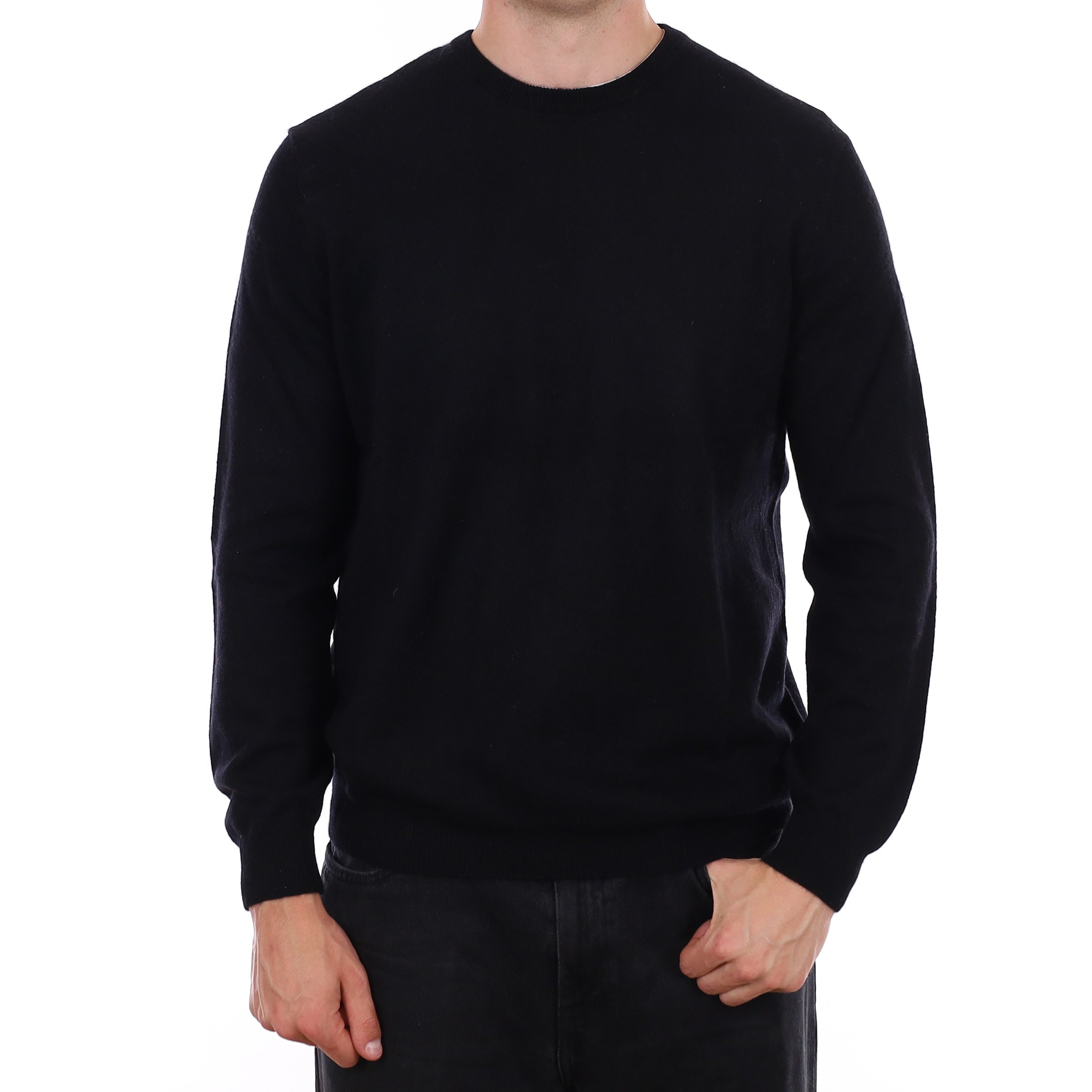 Men's Black Cashmere Crew Neck Jumper XL