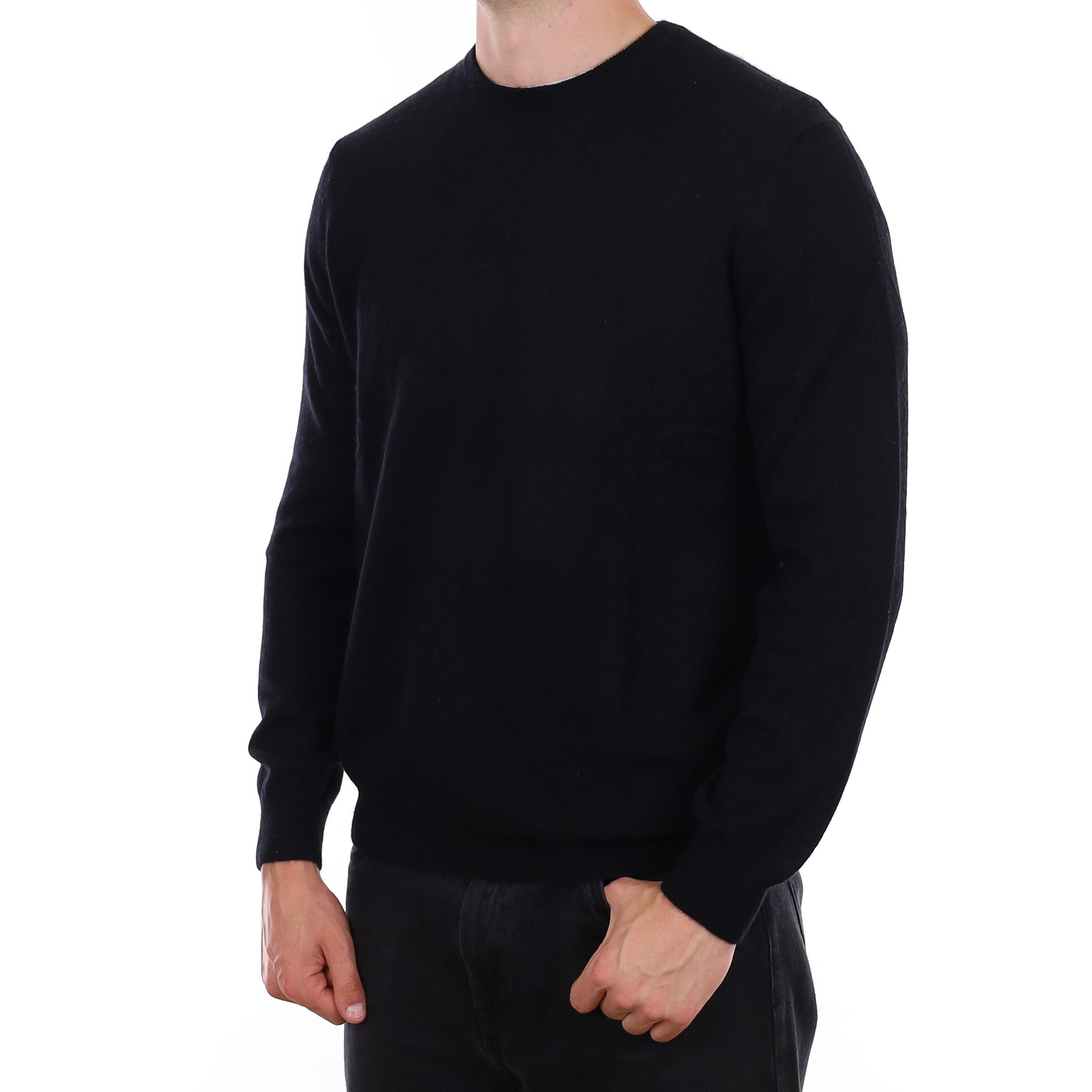 Men's Black Cashmere Crew Neck Jumper XL