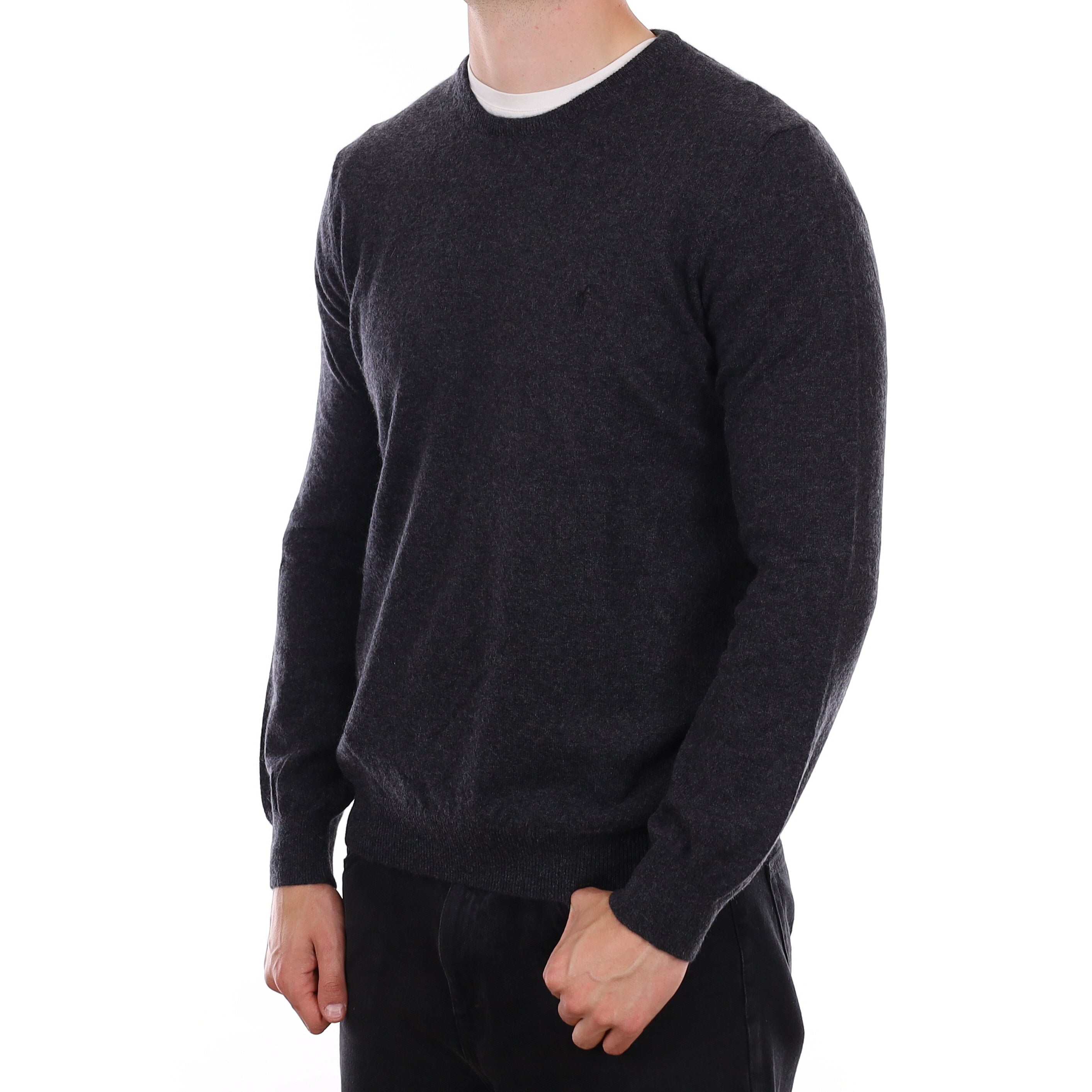 Men's Charcoal Grey Cashmere Crew Neck Jumper XL