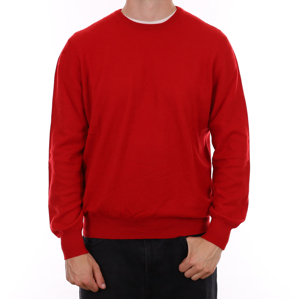 Men's Spanish Red Cashmere Crew Neck Jumper XL
