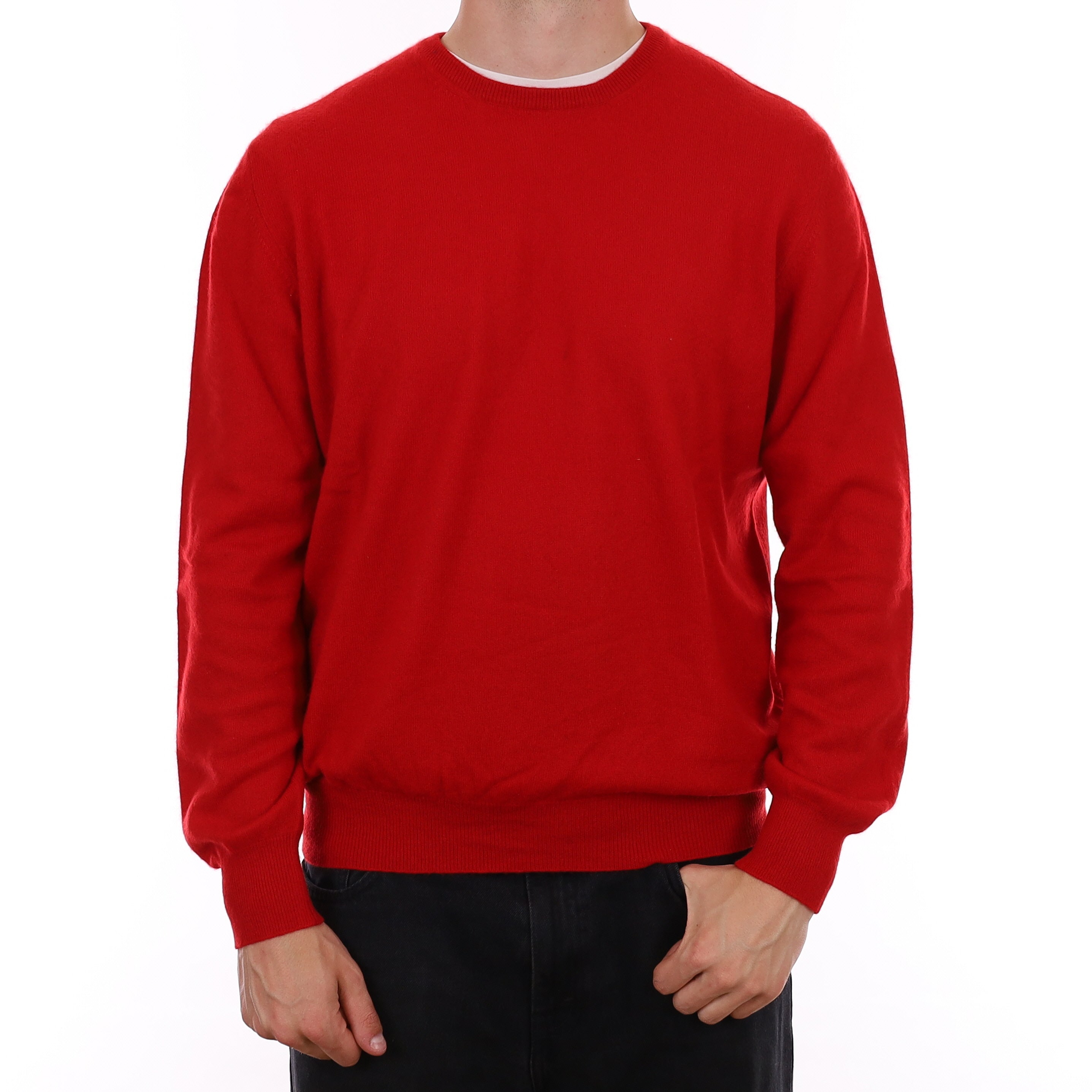 Men's Spanish Red Cashmere Crew Neck Jumper XL
