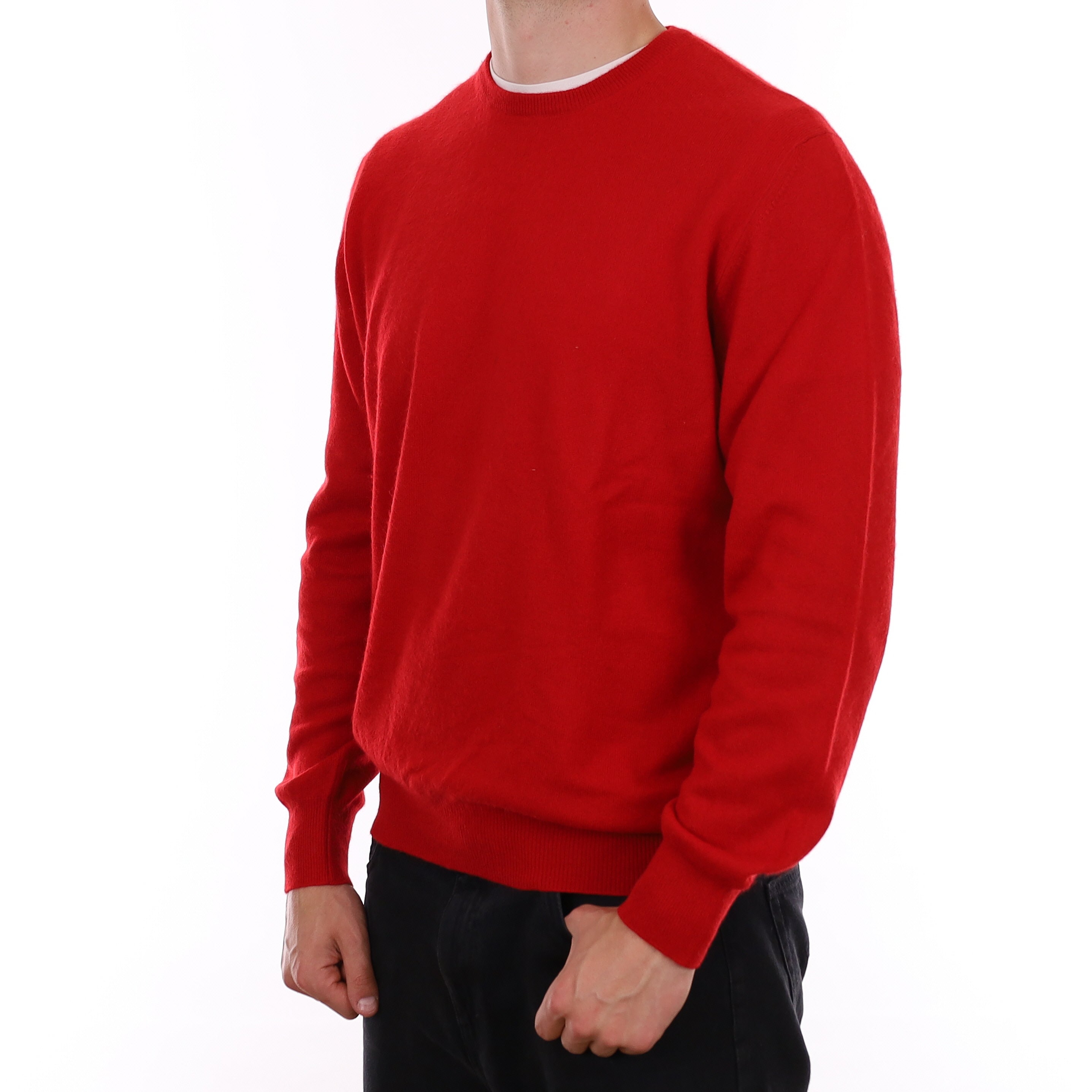 Men's Spanish Red Cashmere Crew Neck Jumper XL