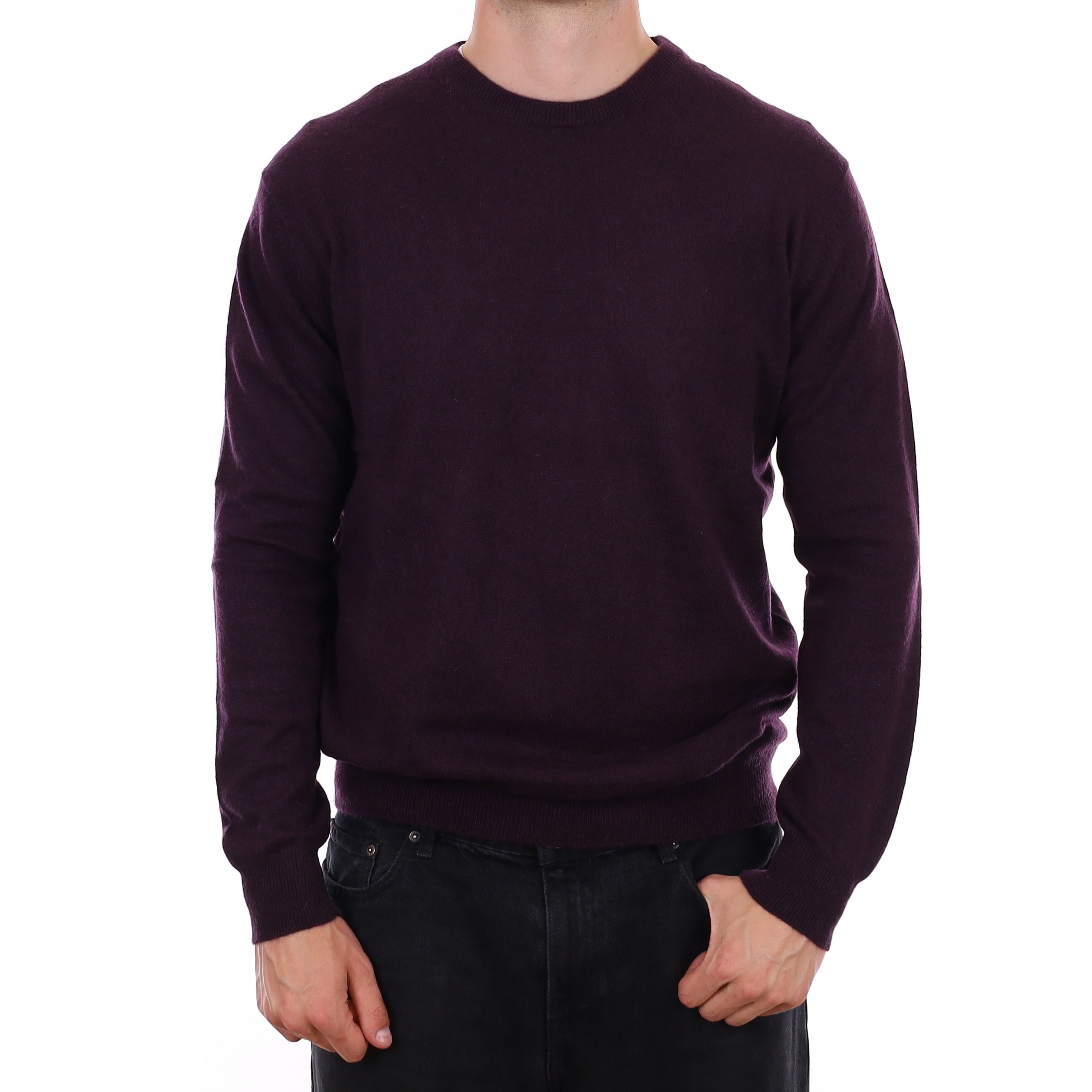 Men's Yorn Shadow Purple Cashmere Crew Neck Jumper XL