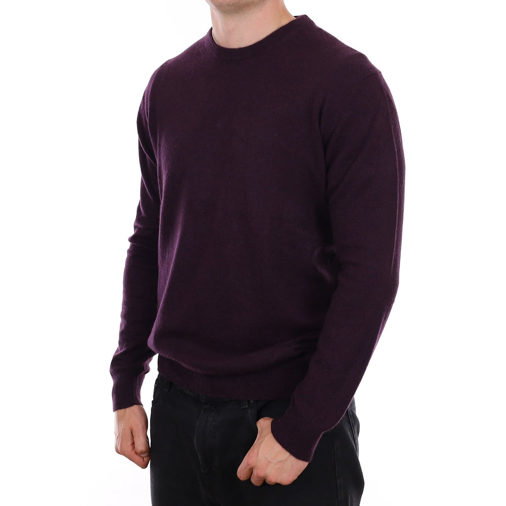 Men's Yorn Shadow Purple Cashmere Crew Neck Jumper XL