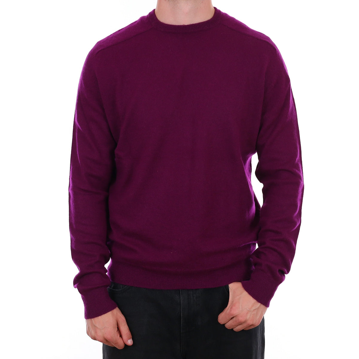 Men's Fig Purple Cashmere Crew Neck Jumper XL