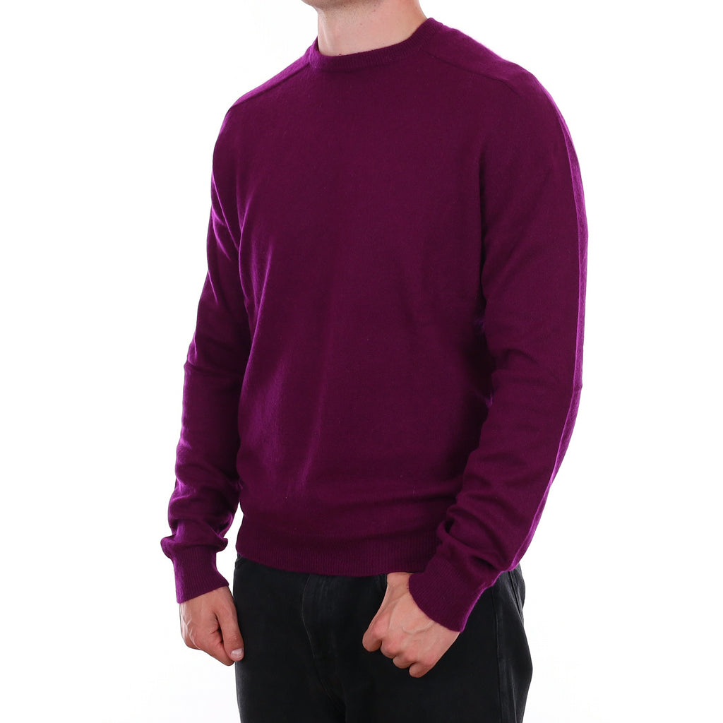 Men's Fig Purple Cashmere Crew Neck Jumper XL