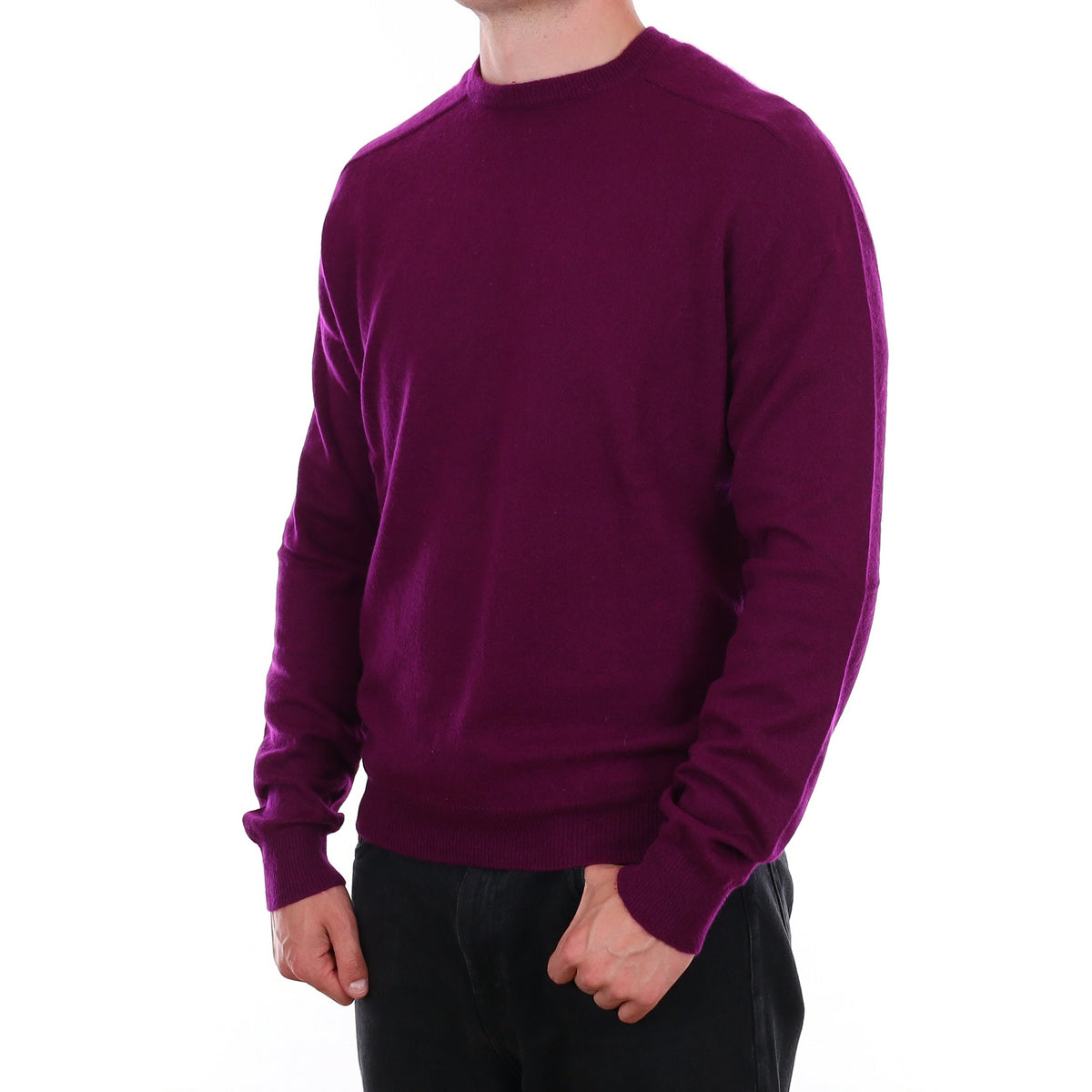 Men's Fig Purple Cashmere Crew Neck Jumper XL