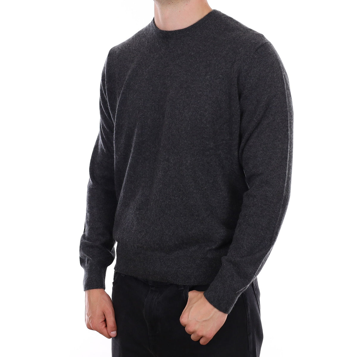 Men's Granite Grey Cashmere Crew Neck Jumper XL
