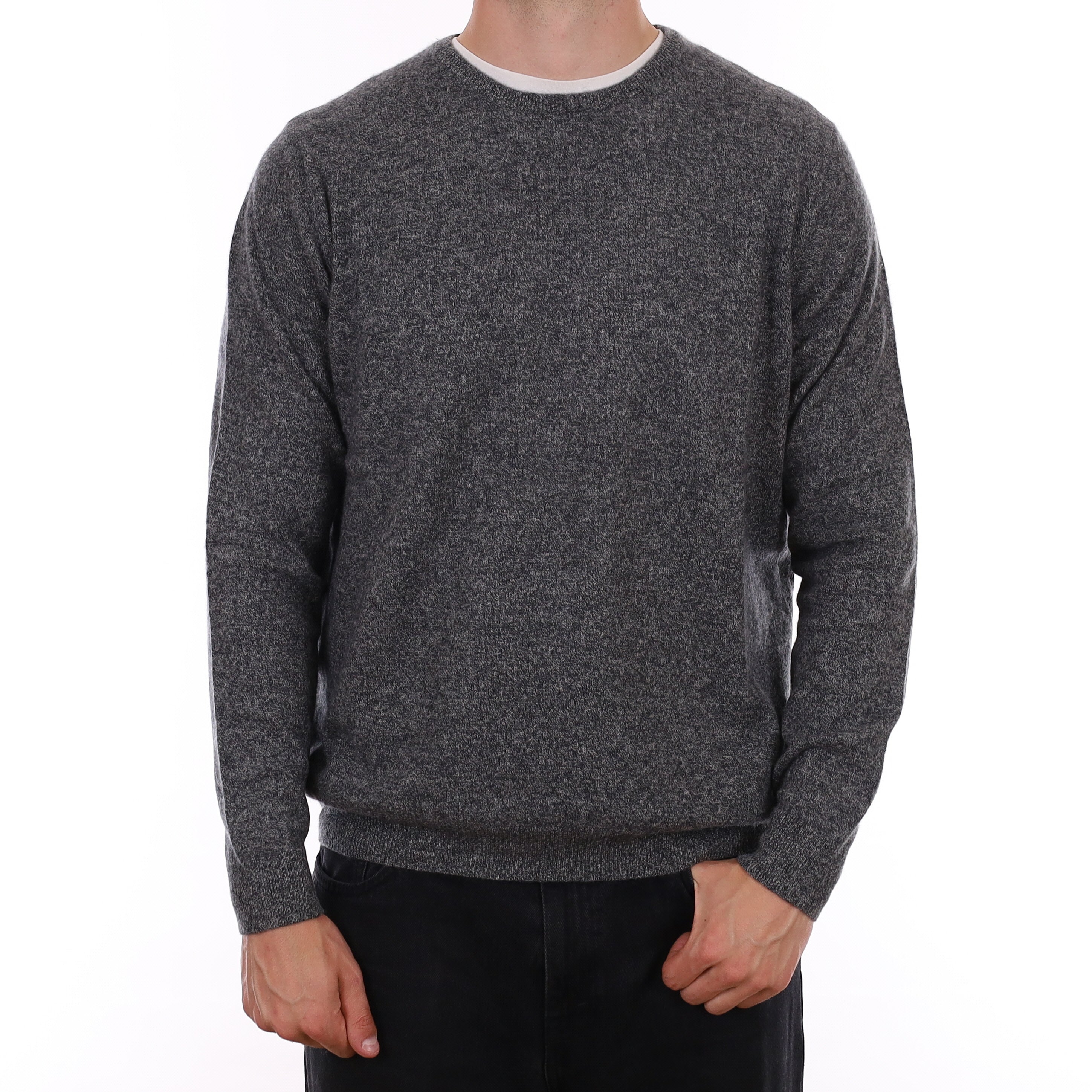 Men's Slate Grey Marl Cashmere Crew Neck Jumper XL