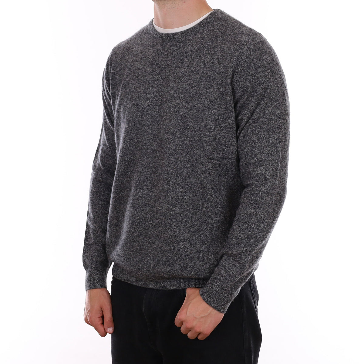 Men's Slate Grey Marl Cashmere Crew Neck Jumper XL