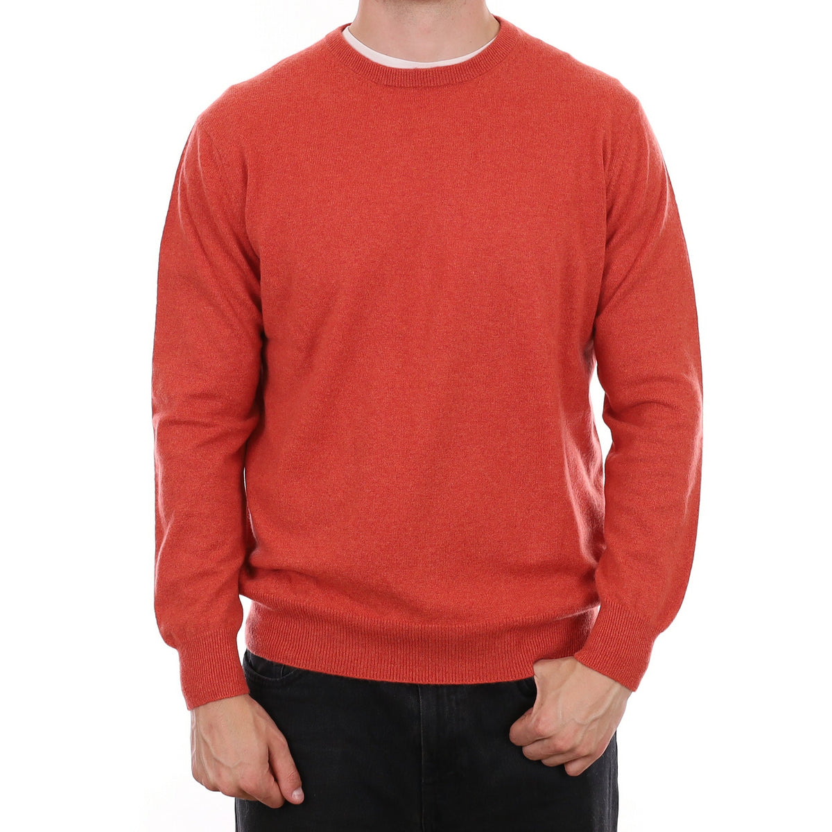 Men's Watermelon Orange Cashmere Crew Neck Jumper XL