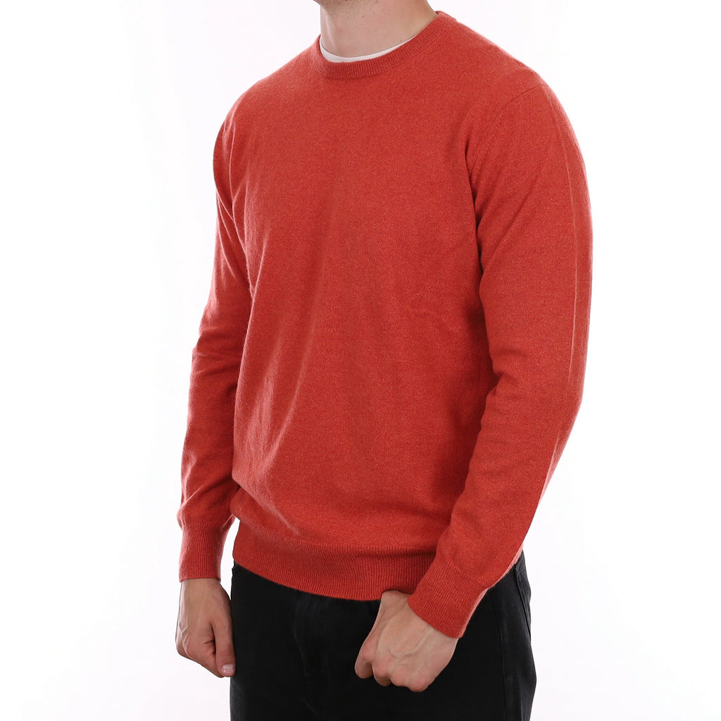 Men's Watermelon Orange Cashmere Crew Neck Jumper XL