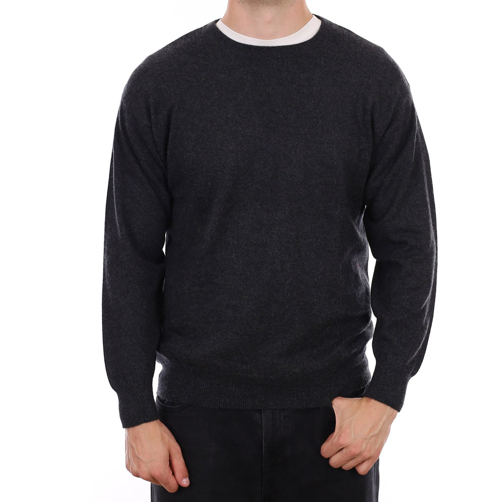 Men's Charcoal Grey Cashmere Crew Neck Jumper XL