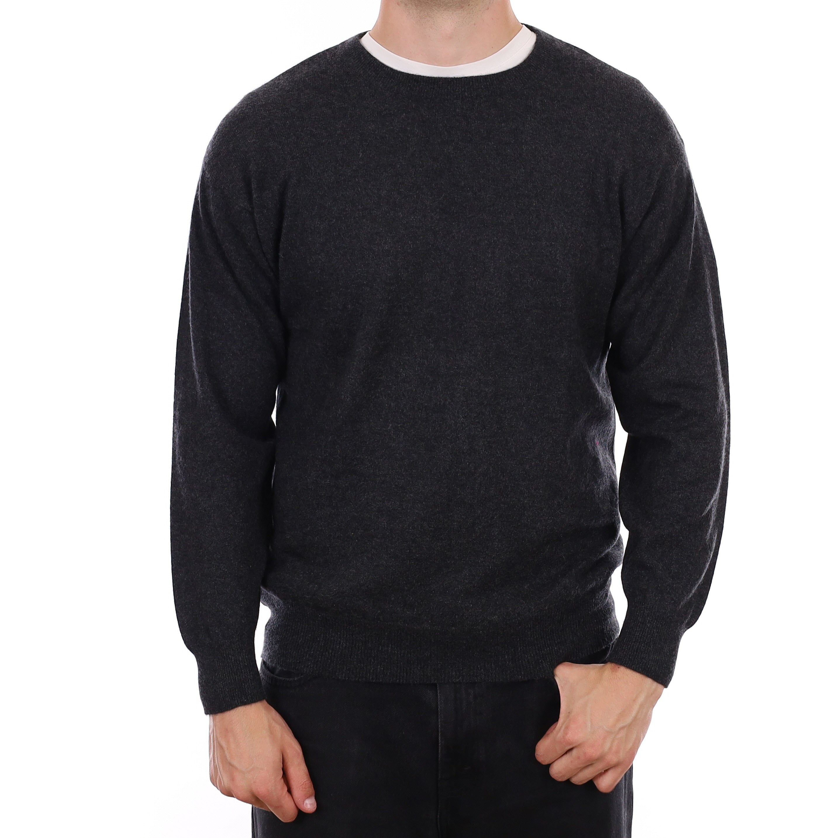 Men's Charcoal Grey Cashmere Crew Neck Jumper XL