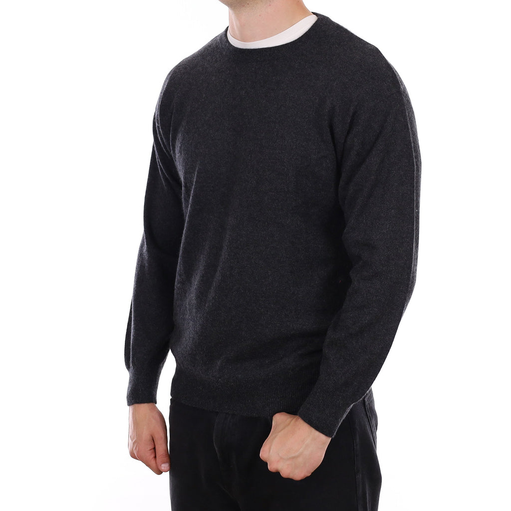 Men's Charcoal Grey Cashmere Crew Neck Jumper XL