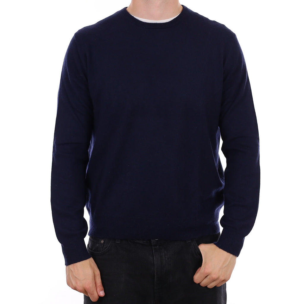 Men's Navy Blue Cashmere Crew Neck Jumper Extra Large