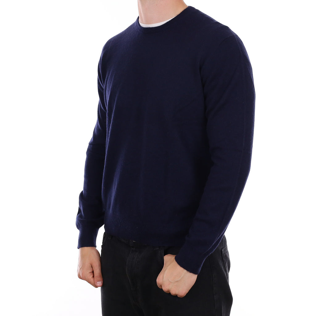 Men's Navy Blue Cashmere Crew Neck Jumper Extra Large