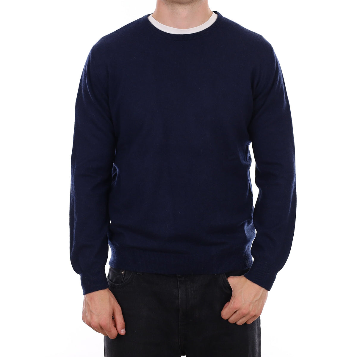 Men's Navy Blue Cashmere Crew Neck Jumper XL