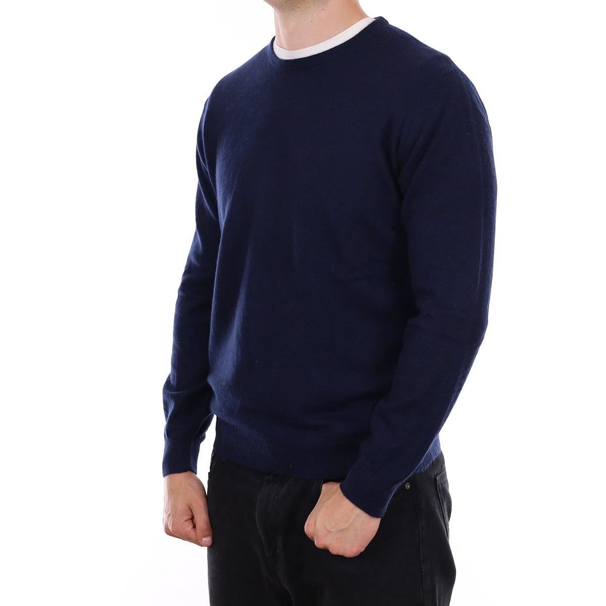 Men's Navy Blue Cashmere Crew Neck Jumper XL