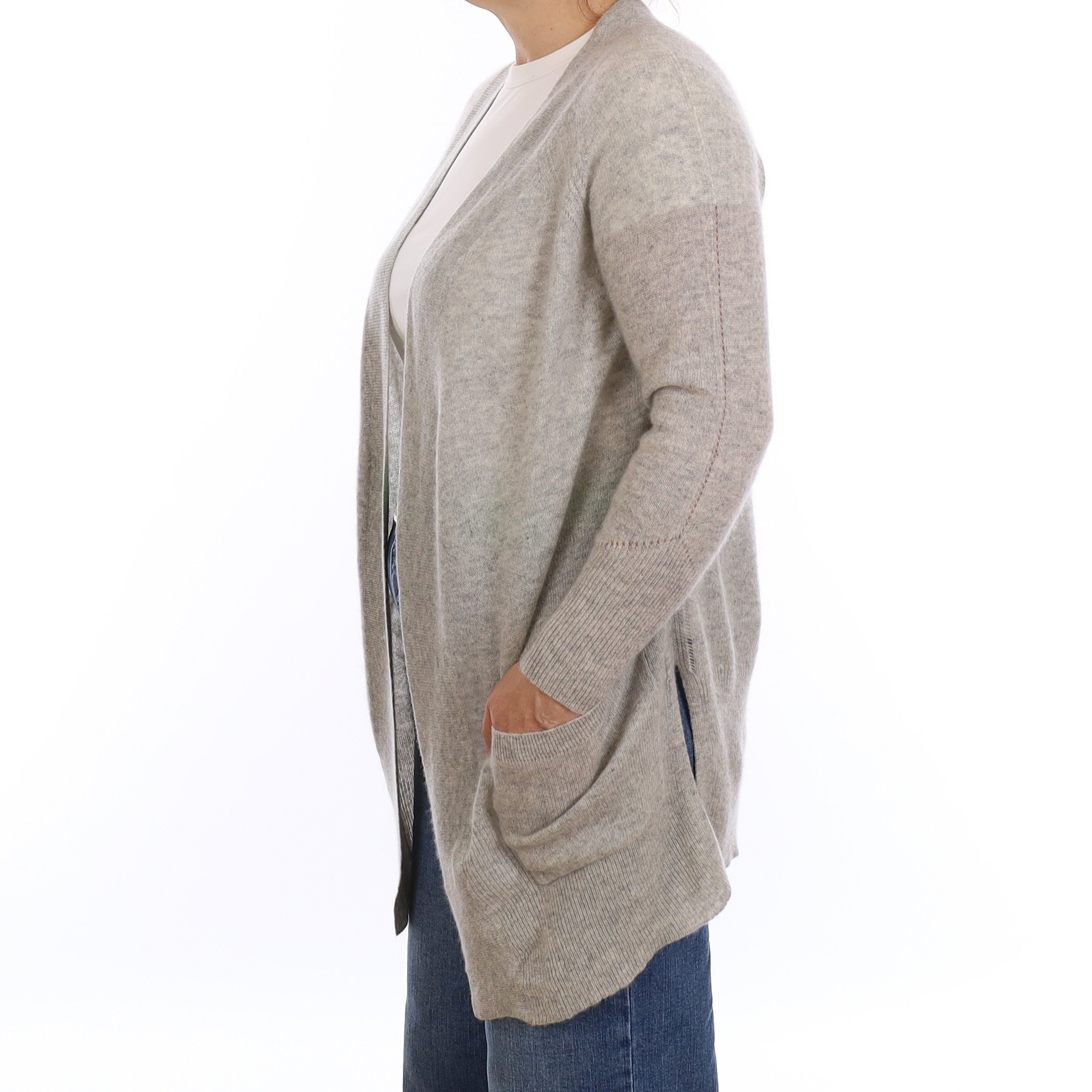 Smoke Grey Cashmere Edge to Edge Cardigan Medium