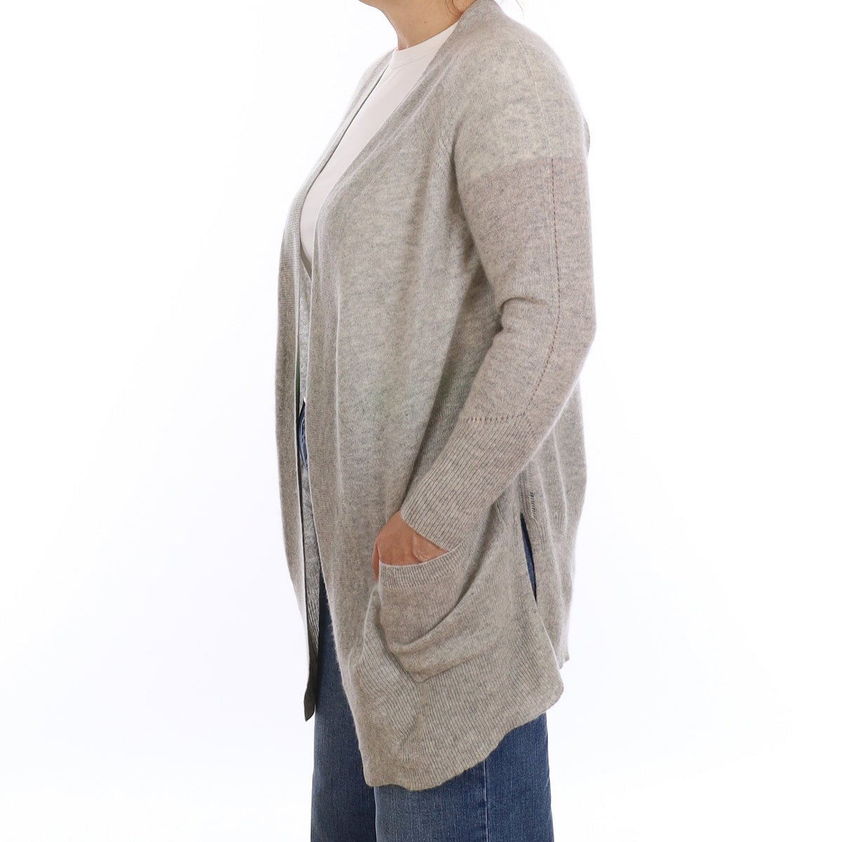 Smoke Grey Cashmere Edge to Edge Cardigan Medium