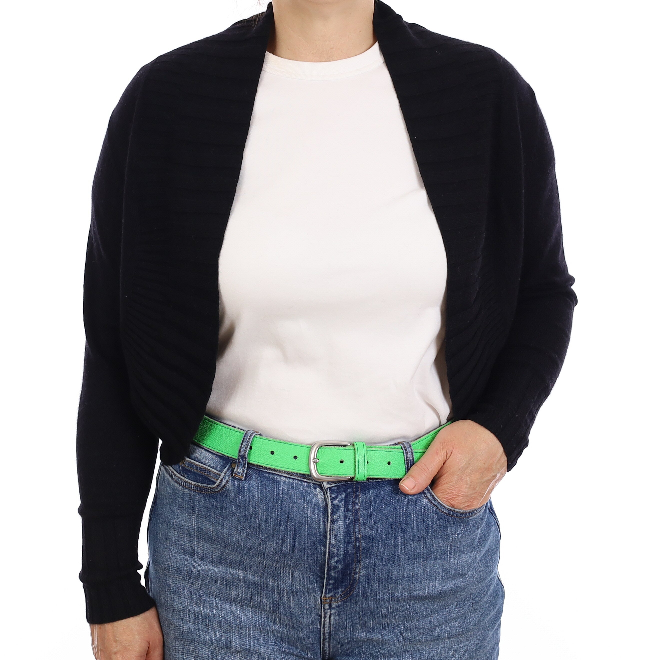 Black Cashmere Collared Shrug Style Cardigan Medium